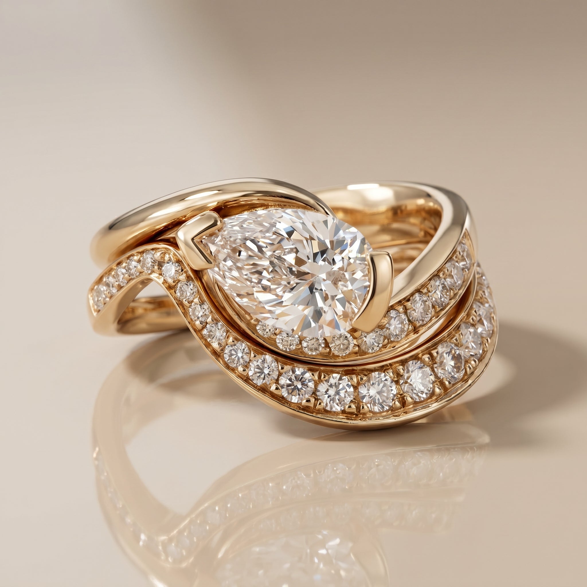 1.0 CT Round Solitaire Moissanite Diamond Bridal Ring Set